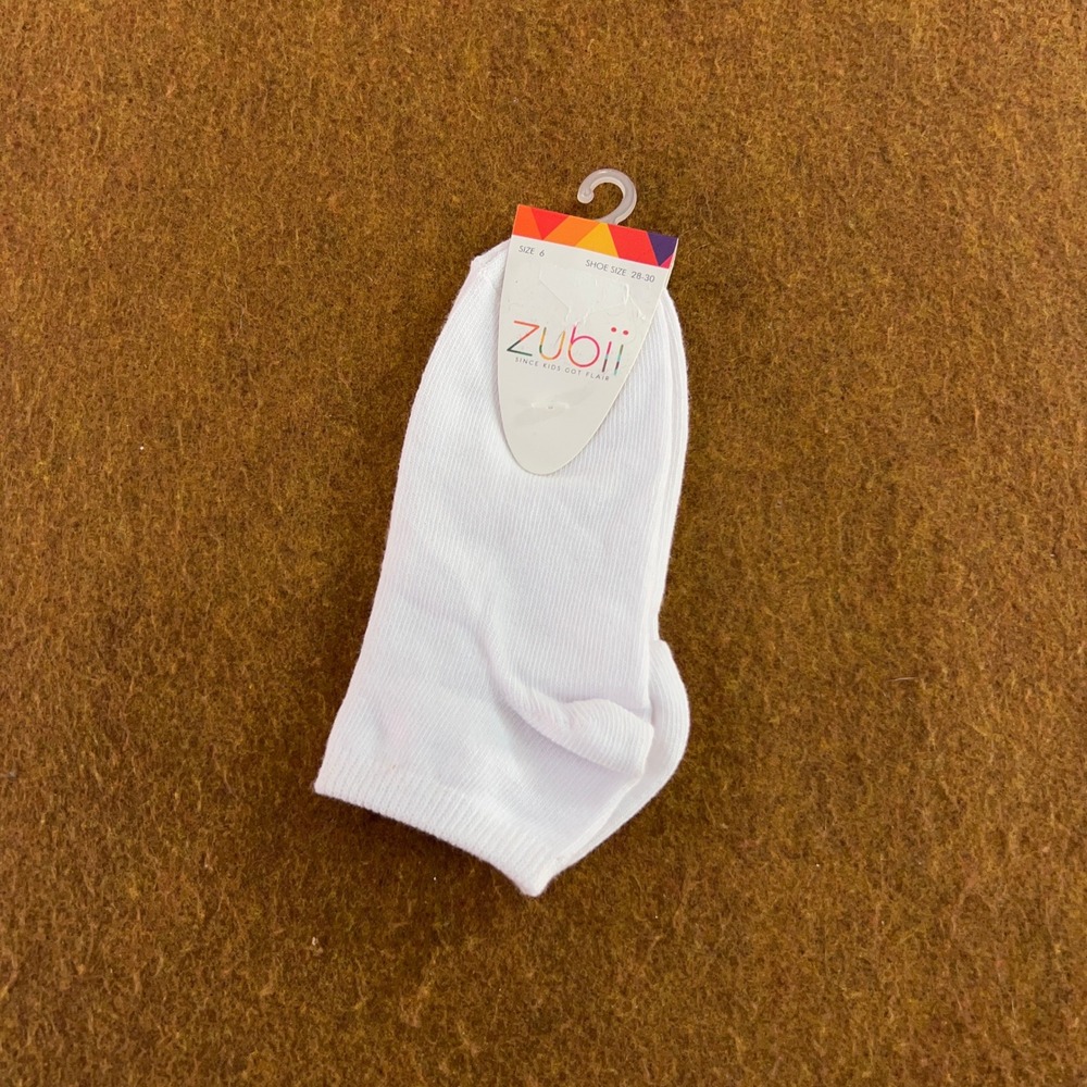Zubii Kids Size 6 White Cotton Blend Ankle Socks NWT